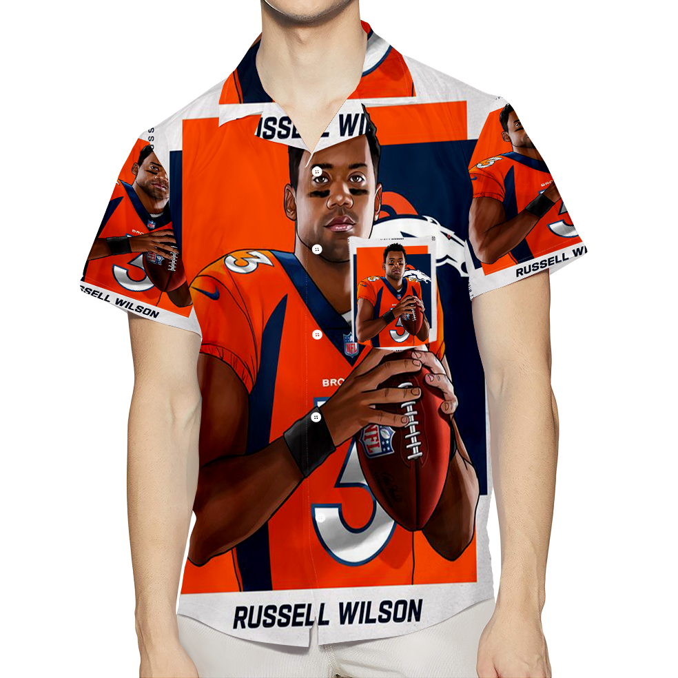 Denver Broncos Russell Wilson1 3D All Over Print Summer Beach Hawaiian Shirt With Pocket