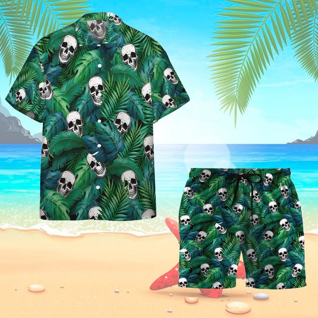 Skull Tropical All Over Printed Hawaii Shirt And Short Ha11559