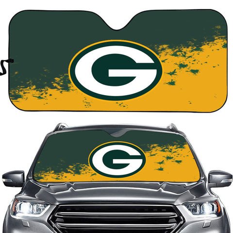 Green Bay Packers Logo Pattern Car Sun Shade 3D Printed In Green & Yellow