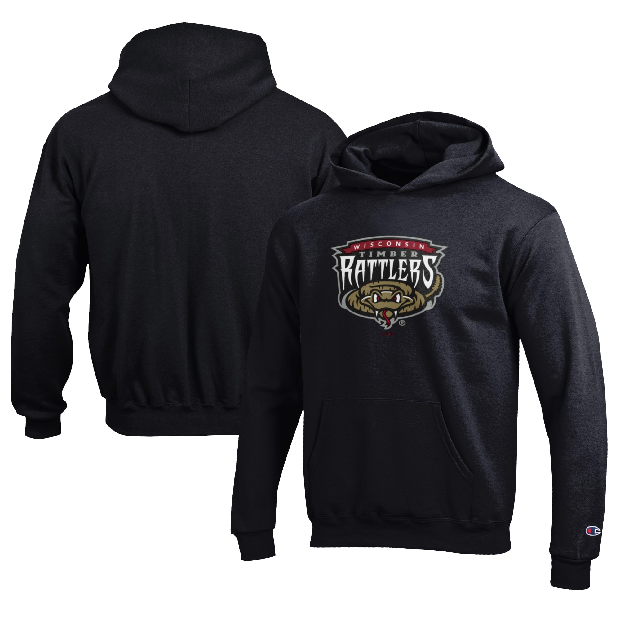Youth Wisconsin Timber Rattlers Champion Black Eco Powerblend Pullover Hoodie