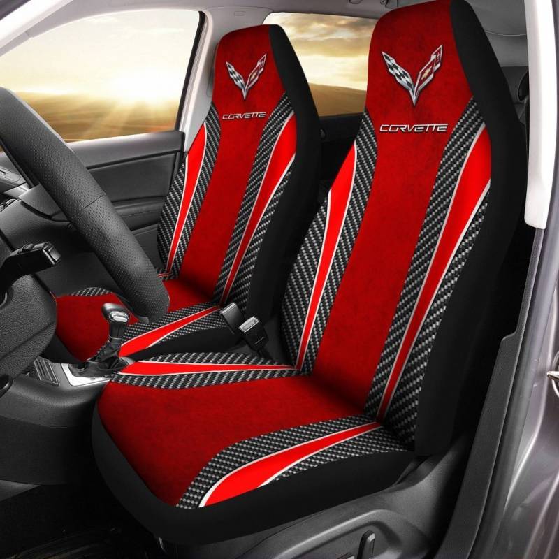 Chevrolet Corvette TDV Car Seat Cover (Set of 2) Ver 3 (Red)