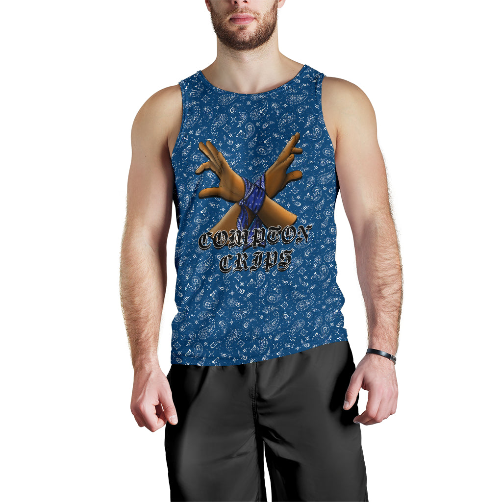 Compton Crips Gang Men’S Tank Top – Blue Bandana Pattern A21