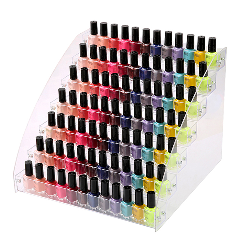 Acrylic Nail Polish Display Organizer 2-3-4-5-6-7 Layer Manicure Cosmetics Jewelry Display Stand Holder Clear Acrylic Makeup Box alx