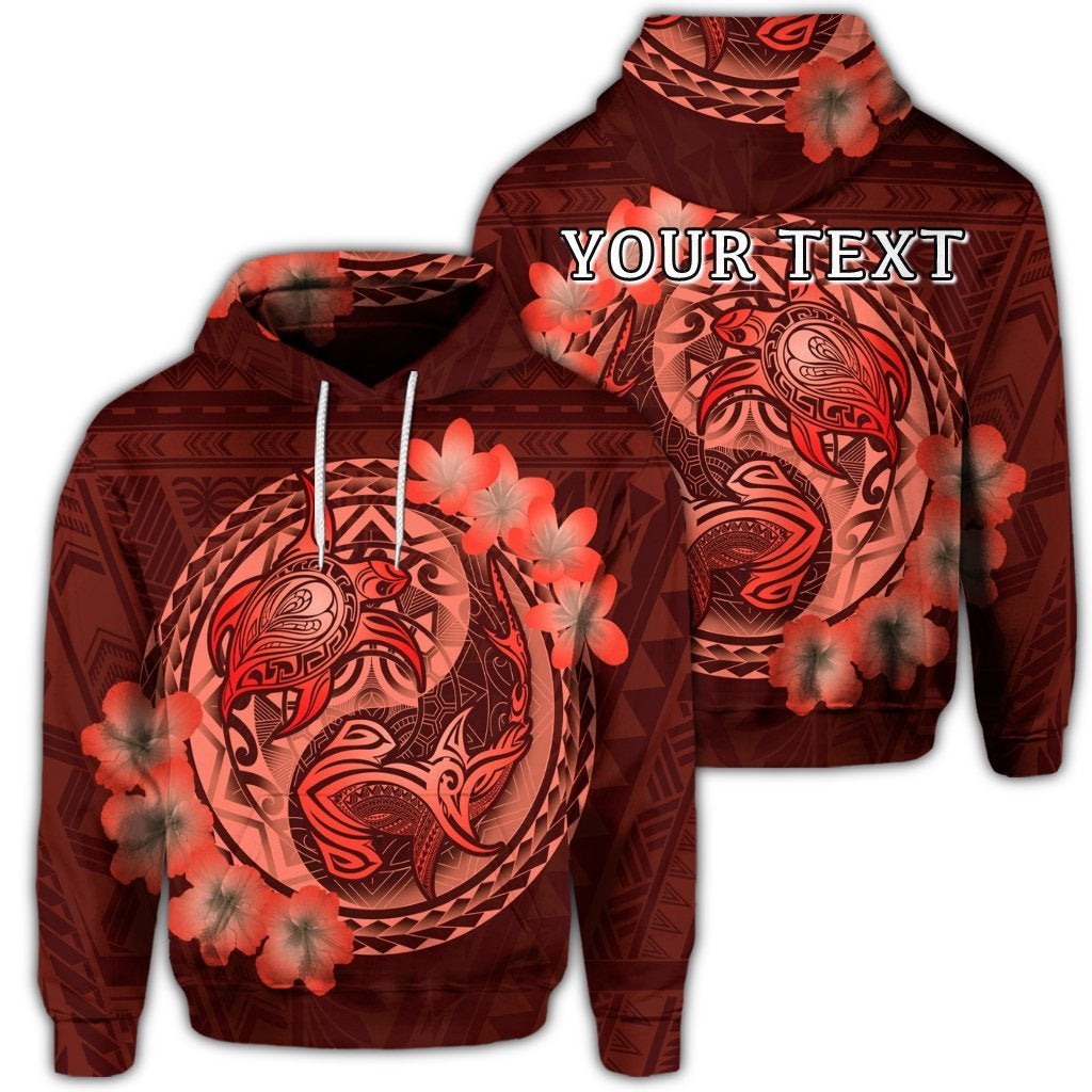 (Personalised) Hawaii Yin Yang Turtle Shark Hibiscus Plumeria Hoodie – Orange – Ah