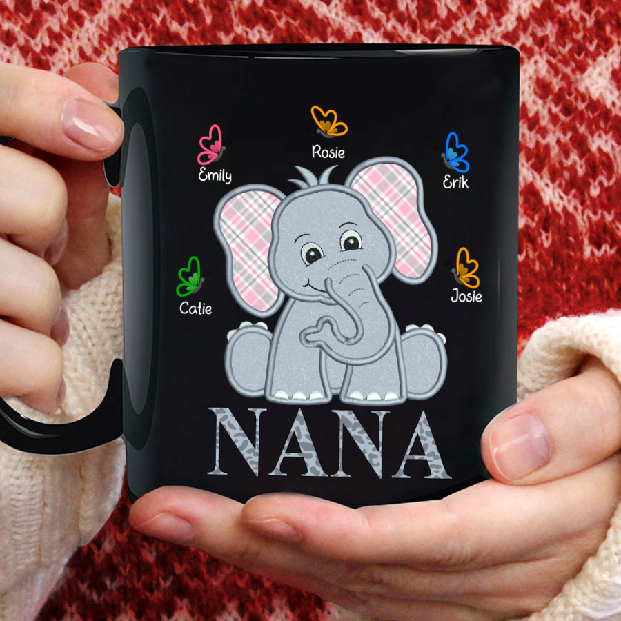 Nana And Grandkids Elephant Butterfly Mug