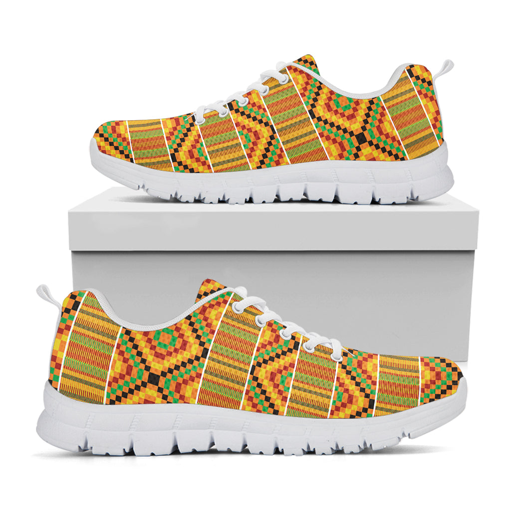 Ethnic Kente Pattern Print White Sneakers