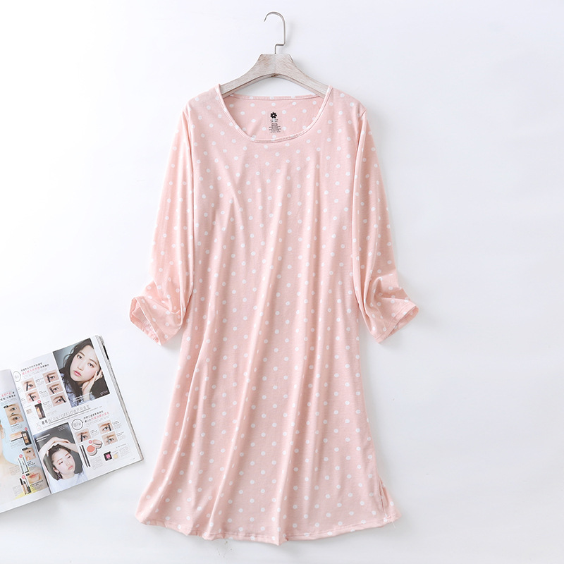 2022 Spring Summer Female Casual Loose Nightgown Ladies 100% Cotton Sleep dress Women Long Sleeve Plus size Home dress M-XXXL alx