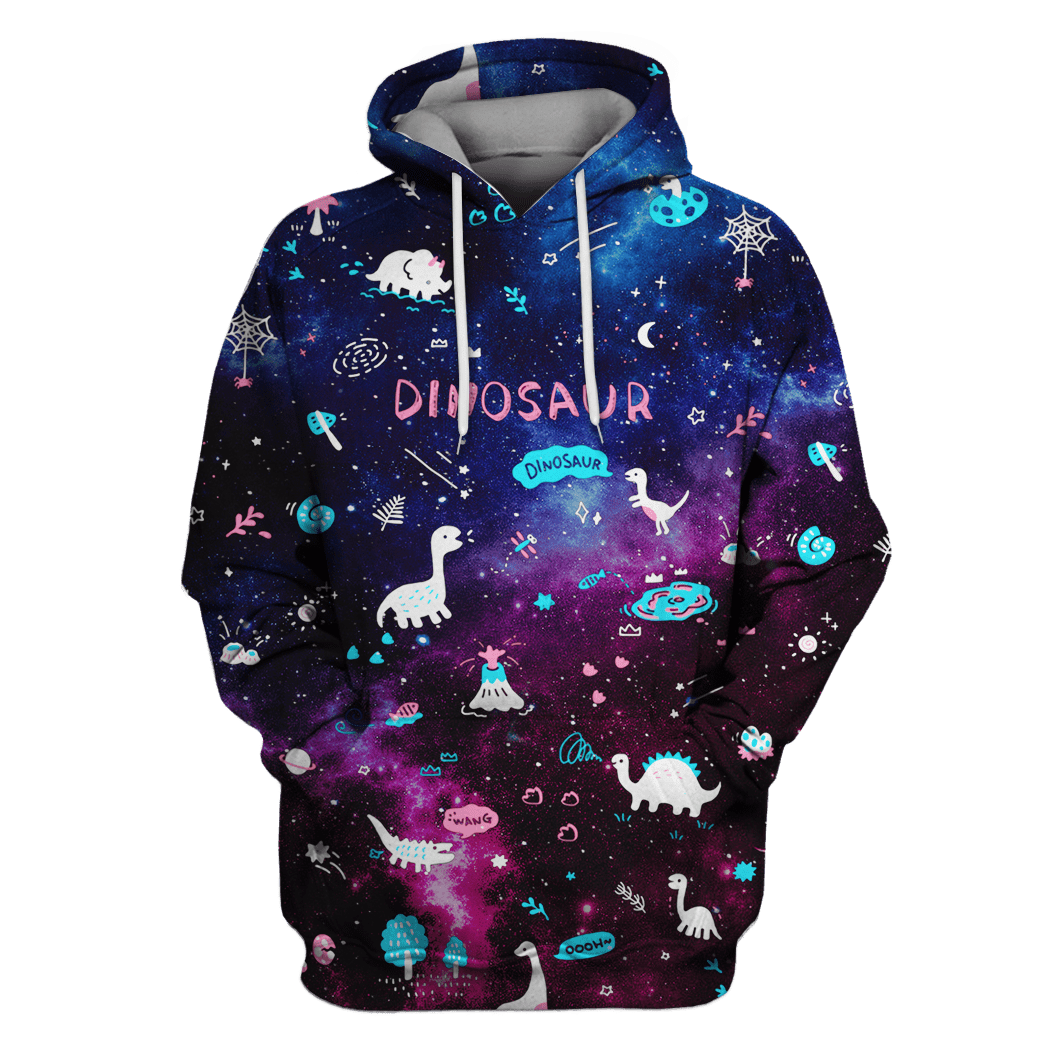 Dinosaur In The Galaxy Background Custom T-Shirt – Hoodies Apparel