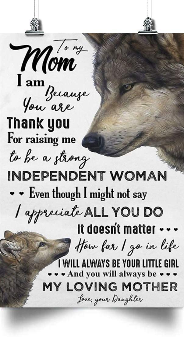 Wolf Poster – Daughter to MOM – Thank You – Poster for mom, Gift for mom, Home and Room Decor, Gift for mom from Daughter
