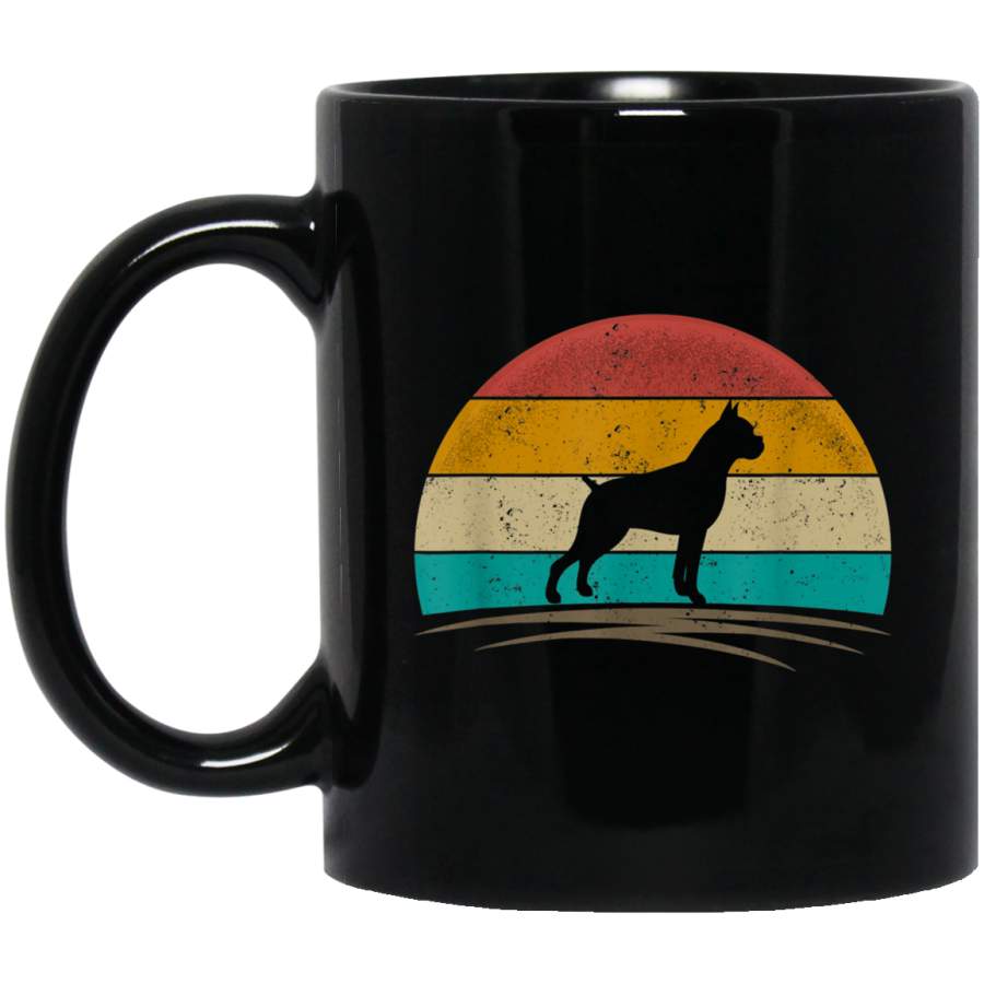 Boxer Dog Mug Retro Vintage 70s Silhouette Breed Gift Mug