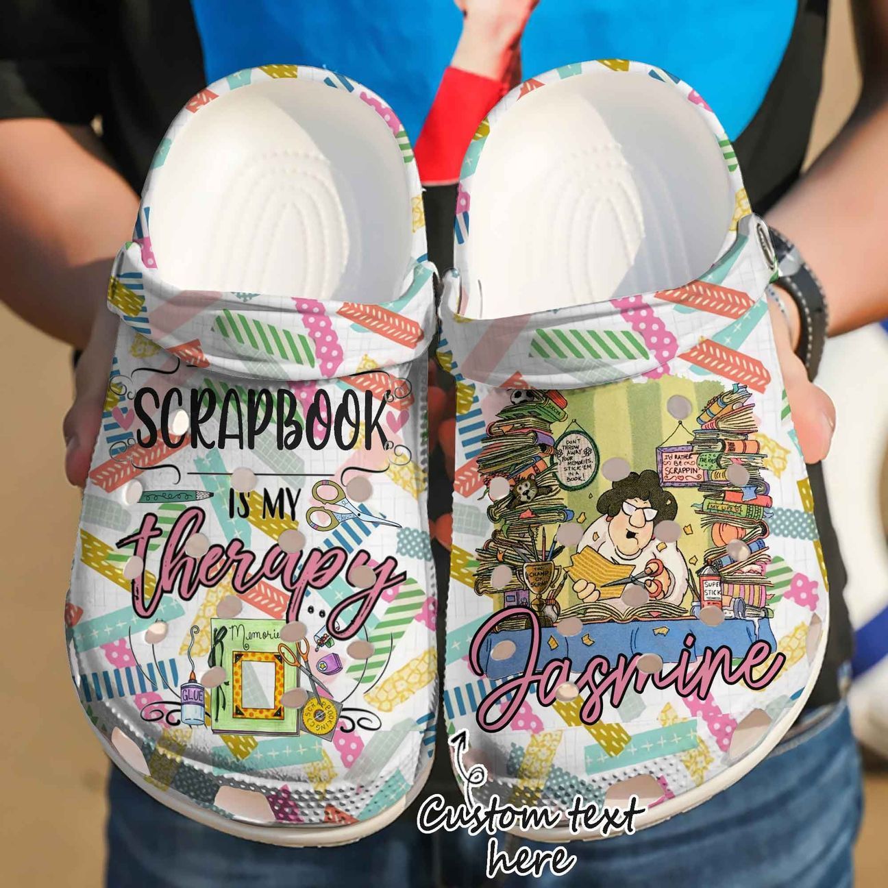 Scrapbook Personalized Clog, Custom Name, Text Scrapbook Therapy, Fashion Style For Women, Men, Kid, Print 3D