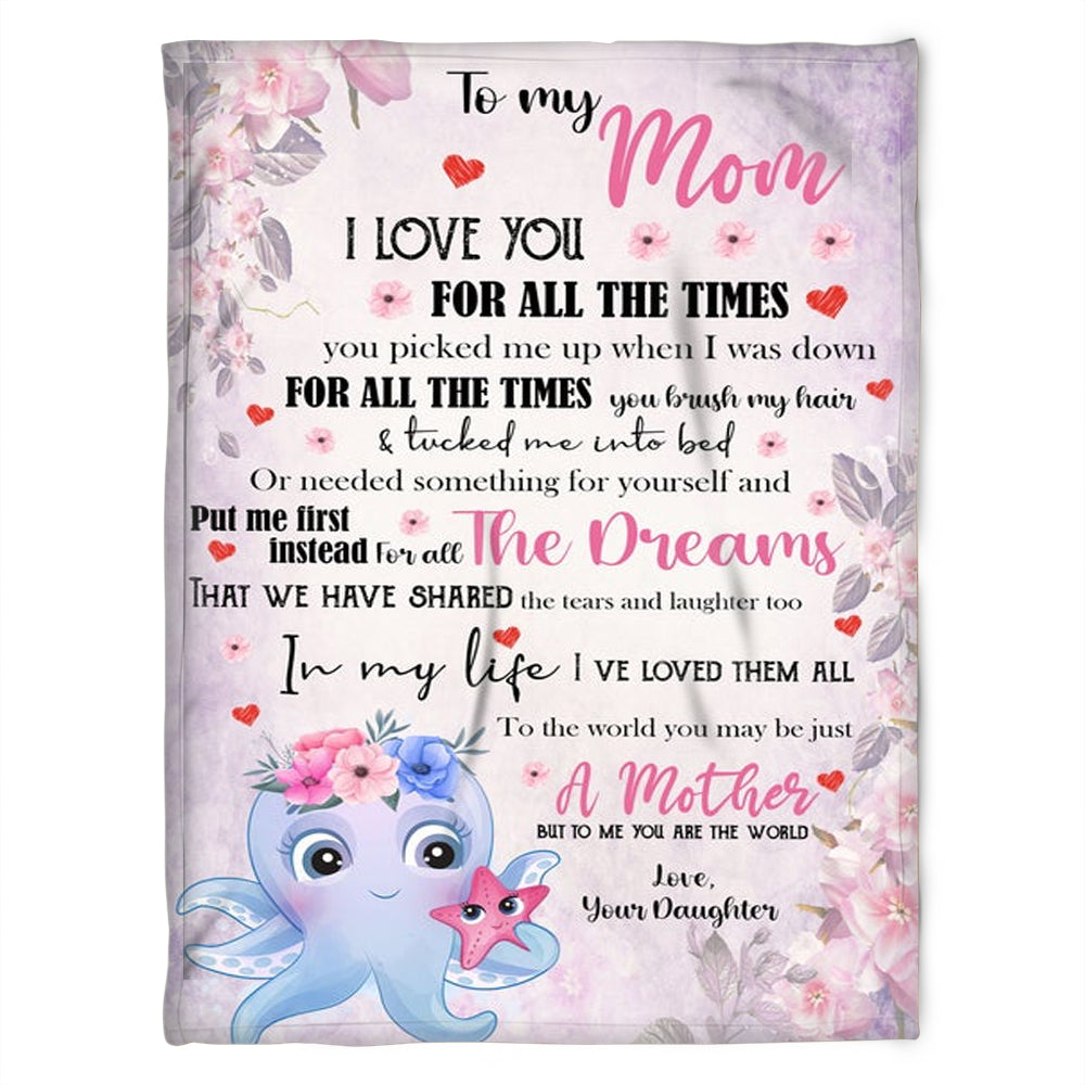 To My Mom I Love You For All The Times You Picked Me Up When I Was Down, Elephant Maternal Love Fleece Blanket Home Decor Bedding Couch Sofa Soft And Comfy Cozy Gift From Daughter