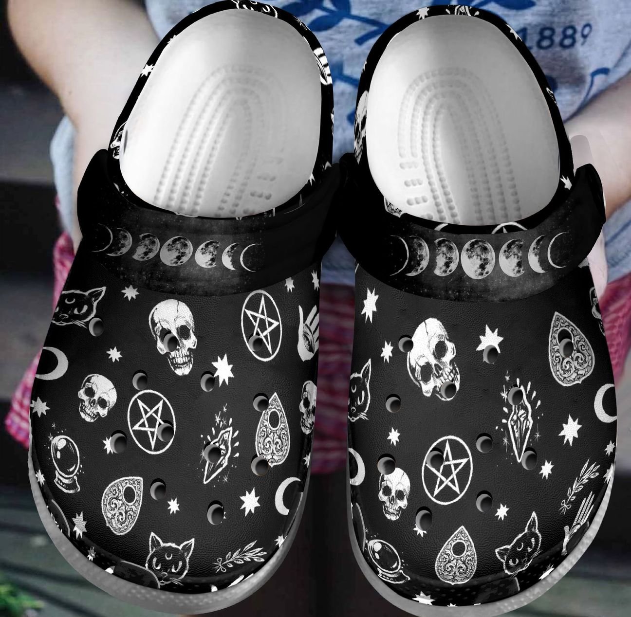 Wicca Personalized Clog, Custom Name, Text, Color, Number Fashion Style For Women, Men, Kid, Print 3D Moon Child