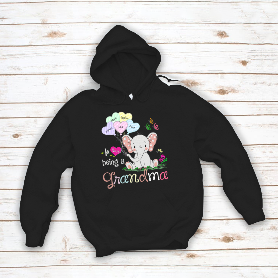 I Love Being A Grandma Elephant Hearts Hoodie