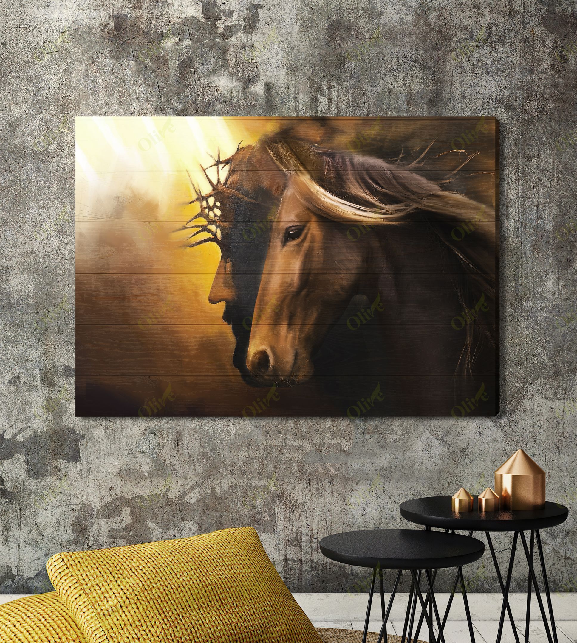 Jesus And Horse Easter Canvas And Poster | Wall Decor Visual Art