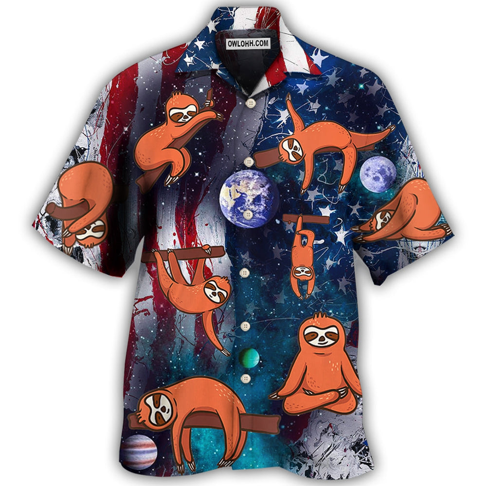 Yoga Independence Day Sloth Cute – Hawaiian Shirt – Owl Ohh