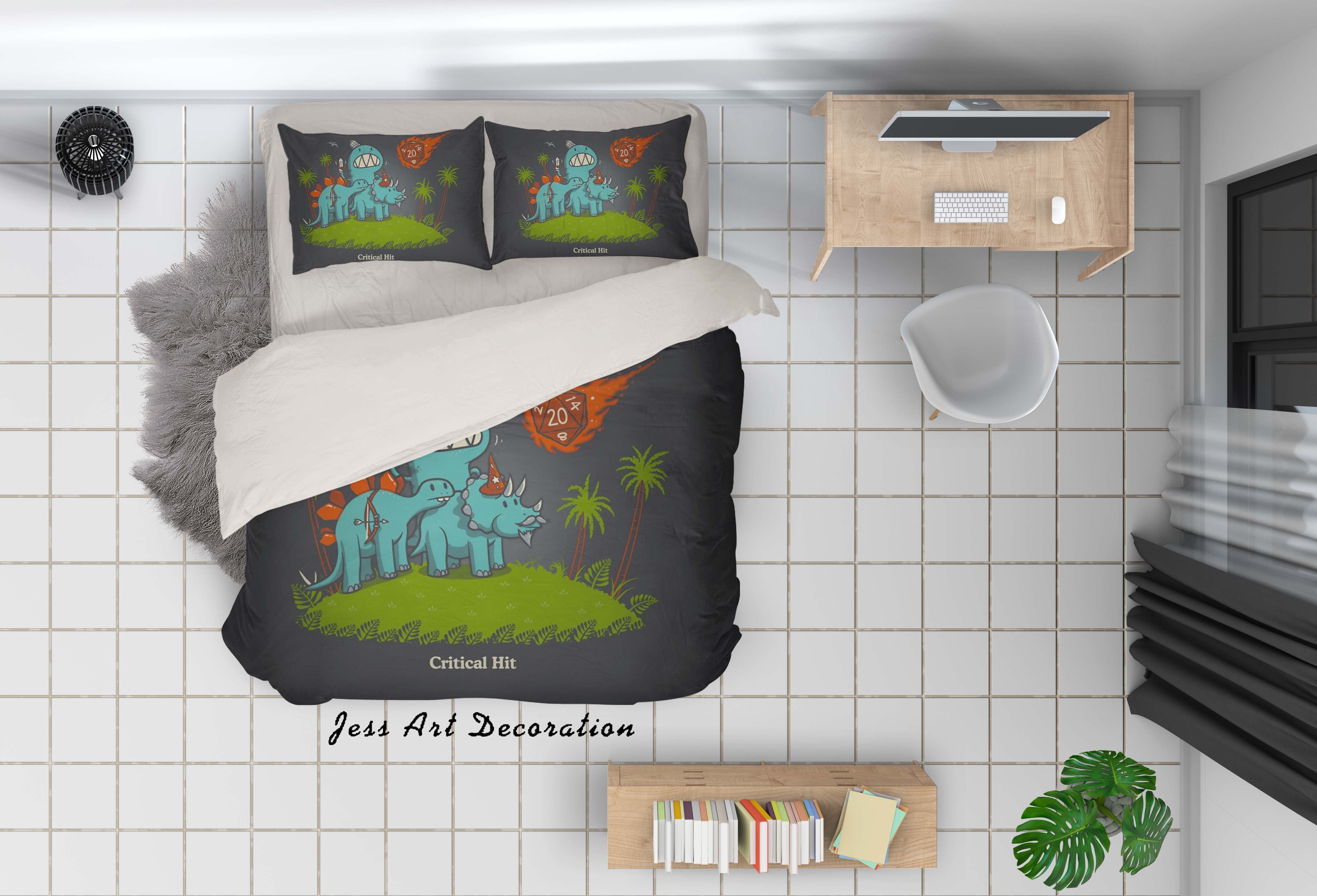 3D Green Dinosaur Forest Quilt Cover Set Bedding Set Pillowcases 04