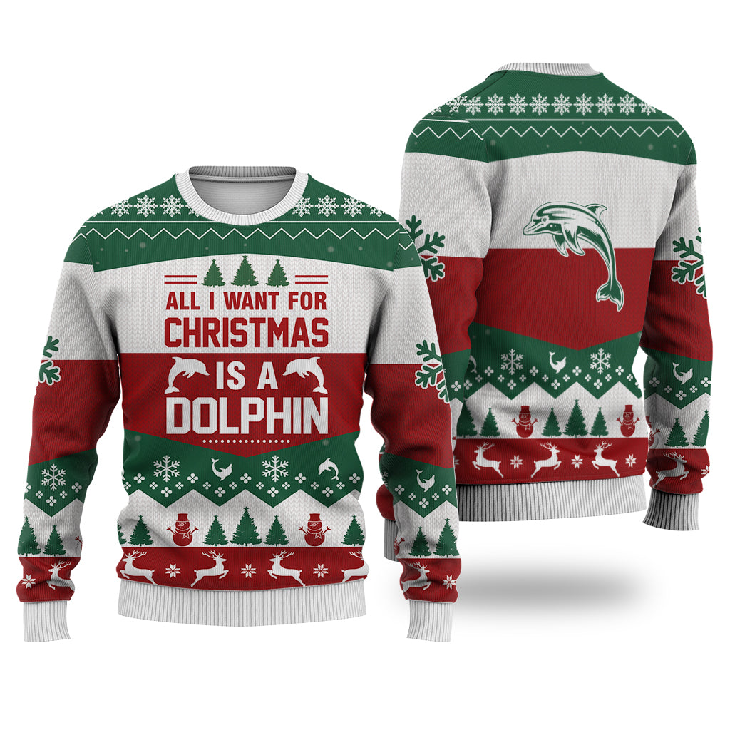 Dolphin All I Want For Christmas Ugly Christmas Sweater – Lover Xmas Sweater Gift