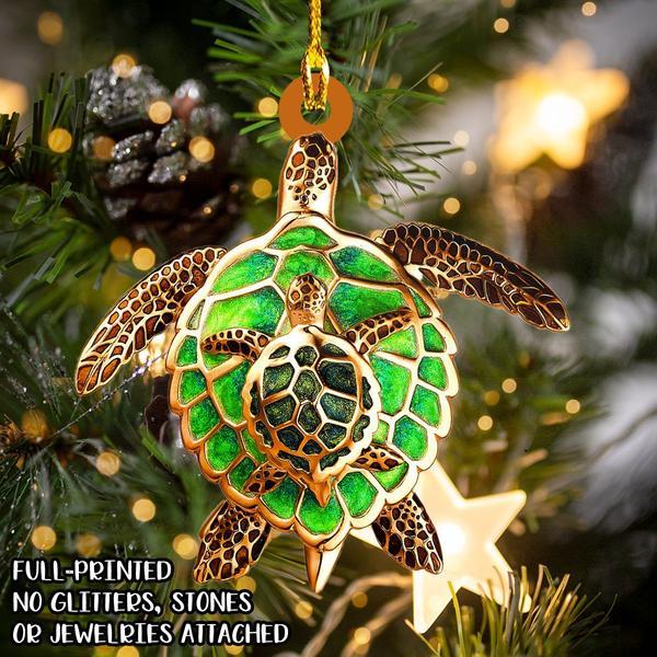 Shaped Ornament – Turtle Mom And Baby – Nmd Christmas Ornament