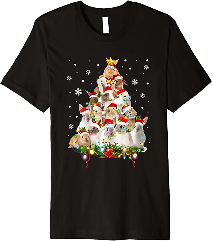 Rabbit Christmas Tree Bunny Lover Gift Merry Christmas Premium T-Shirt