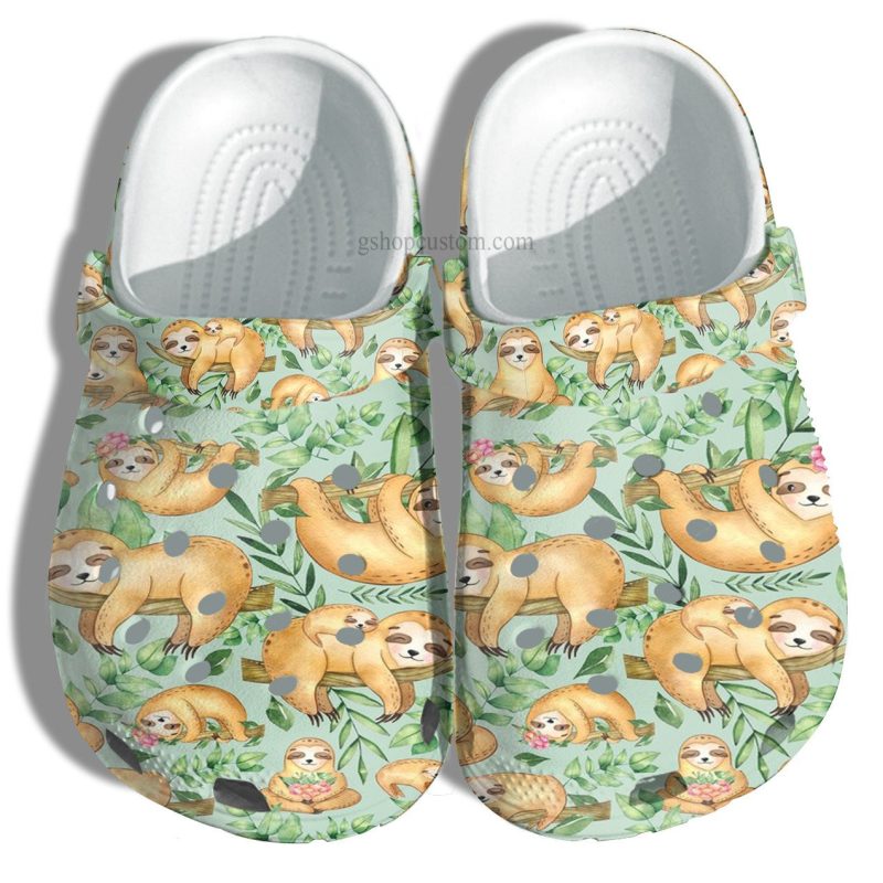 Chibi Sloth Sleeping Shoes – Sloth Lazzy Funny Day Shoes Croc Clogs Gift