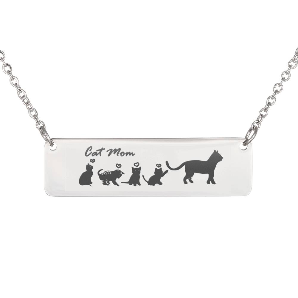 Personalized Children To Mom Necklace, Cat Mom With 4 Kittens