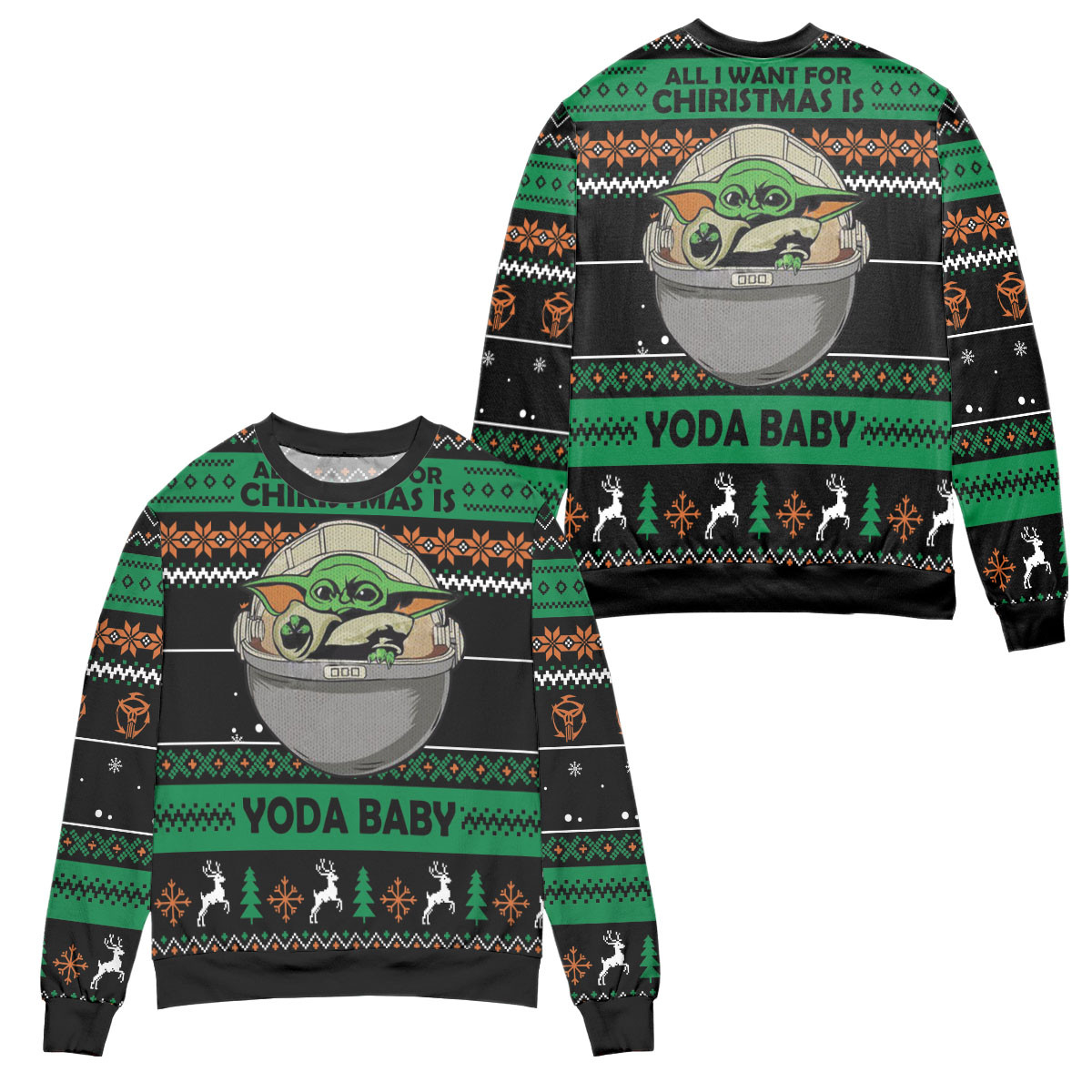 All I Want For Christmas Is Yoda Baby Ugly Christmas Sweater – All Over Print 3D Sweater