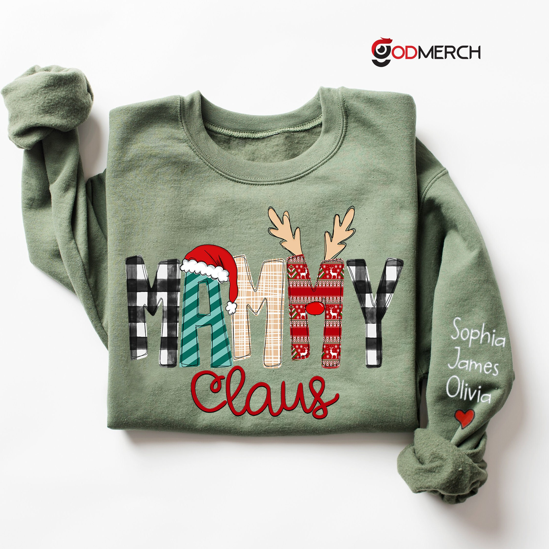 Custom Mammy Claus Sweatshirt, Christmas Mammy Claus Sweatshirt, Xmas Mammy Sweater, Custom Mammy And Grandkids Sweatshirt, Gifts For Mammy