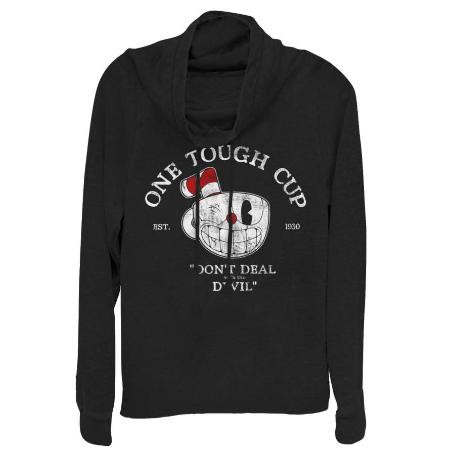 Cuphead Junior’s Tough Cup Est. 1930 Cowl Neck Sweatshirt