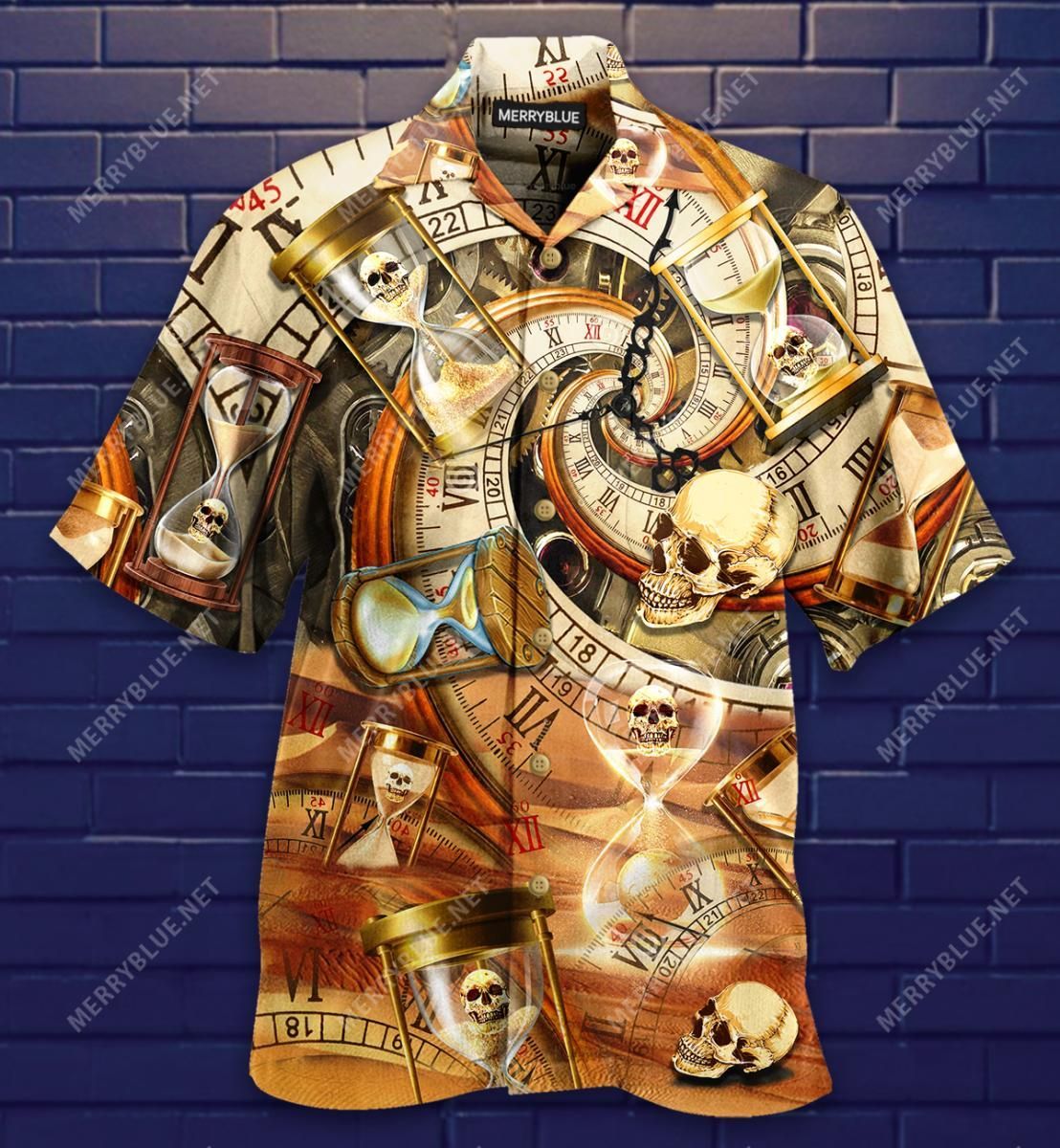 All Knows Value Of Time Skull Aloha Hawaiian Shirt Colorful Short Sleeve Summer Beach Casual Shirt For Men And Women