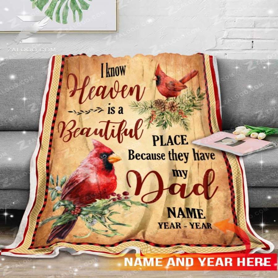 Zalooo – Customized Name & Year – Fleece Blanket – Cardinal – I Know