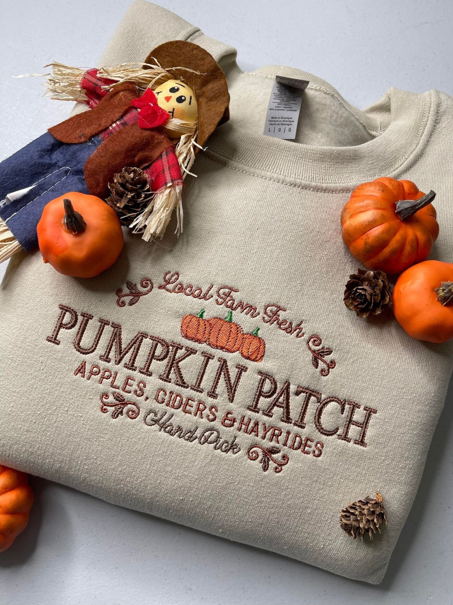 Fall Pumpkin Patch Embroidered Sweatshirt 2D Crewneck Sweatshirt All Over Print Sweatshirt For Women Sweatshirt For Men Sws5194