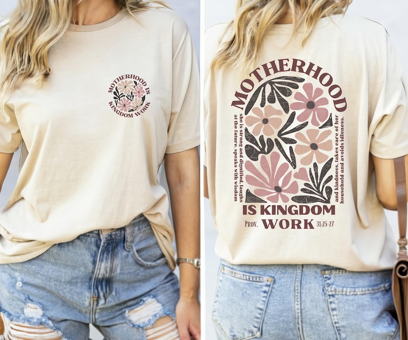 Motherhood Is Kingdom Work Shirt, Mother’s Day Shirt, Christian Mom Shirt, Mother Gift, Retro Christian Mom Shirt