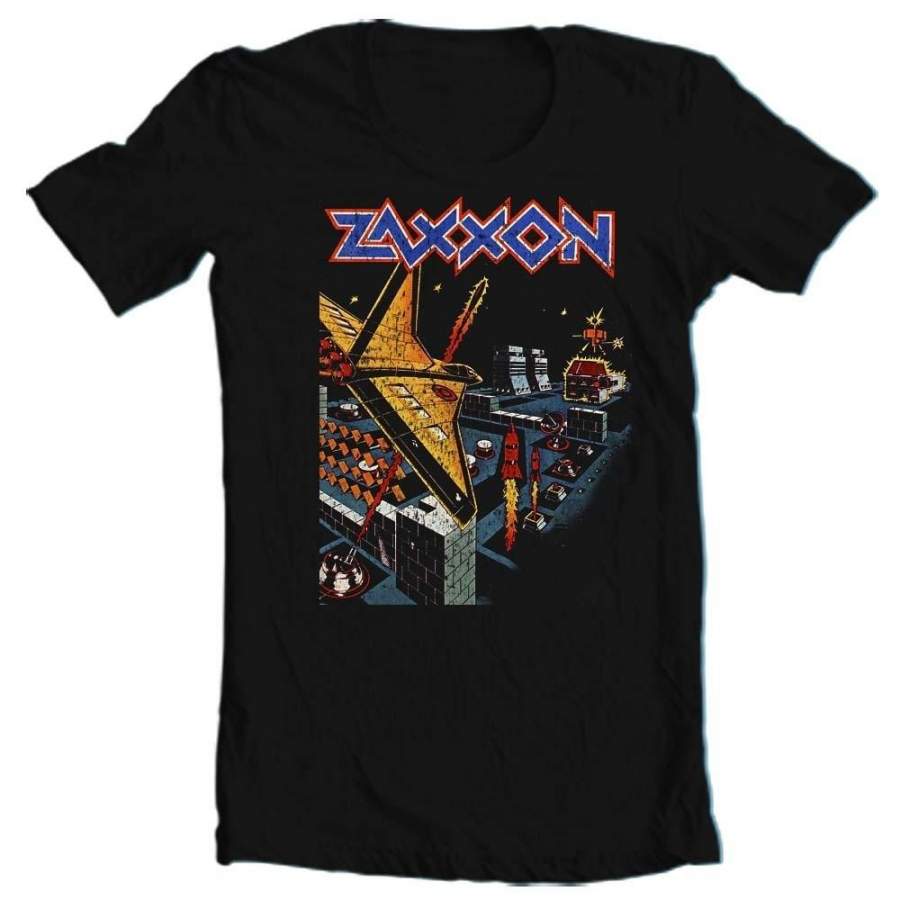 Zaxxon T-Shirt Retro Vintage Arcade Video Game 1980’S Black Cotton Graphic Tee