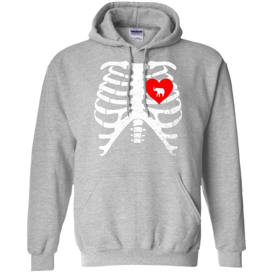 Skeleton Rib Cage Xray Bones T-Shirt with ELEPHANT Hoodie