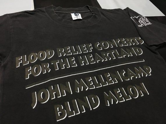 Vintage John Cougar Mellencamp Shirt Blind Melon Flood Relief Concerts For The Heartland 1993 Fits Like S Shirt