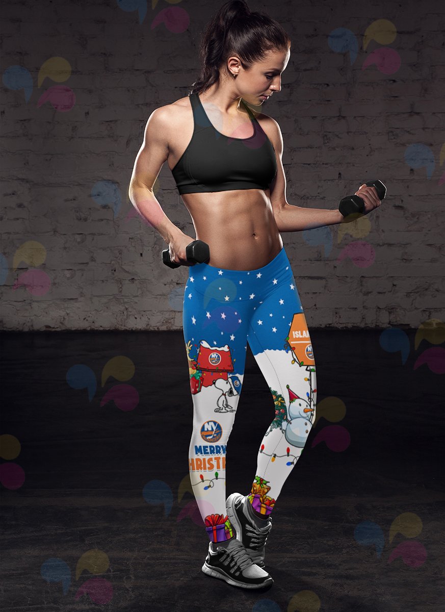 Funny Merry Christmas New York Islanders Leggings