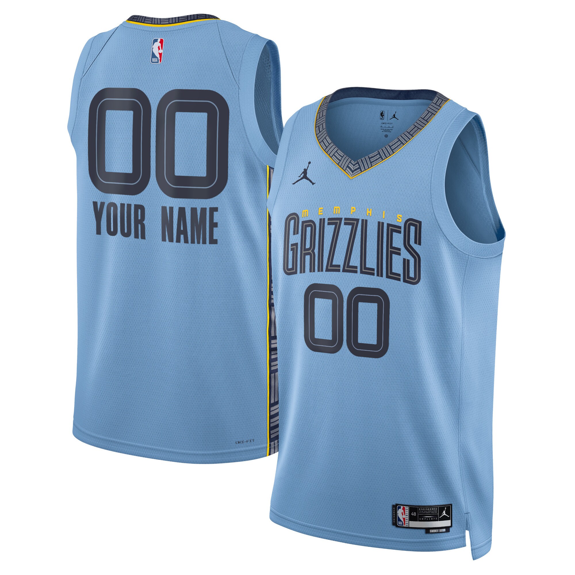 Memphis Grizzlies Jordan Brand Unisex 2022/23 Swingman Custom Jersey – Statement Edition – Blue