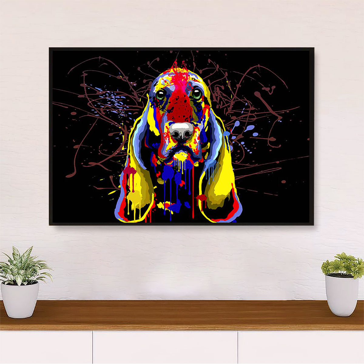 Basset Hound Canvas Wall Art | Watercolor Dog Painting | Home Décor Gift For Miniature Puppies Lover