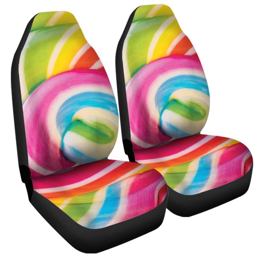 Rainbow Swirl Candy Print Universal Fit Car Seat Covers