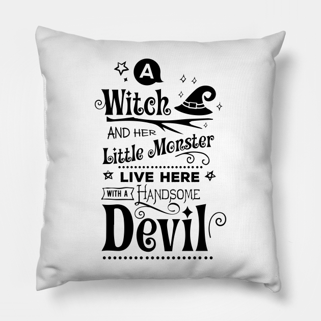 A Witch And Her Monster Pillows, Halloween Pillow, Best Pilow, Halloween Decorations, Halloween Decor 1