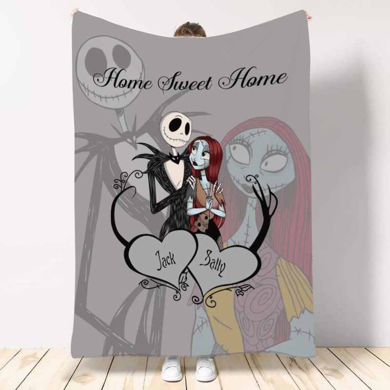 Home Sweet Home Jack And Sally Personalized Blanket, Valentine Gift For Couple