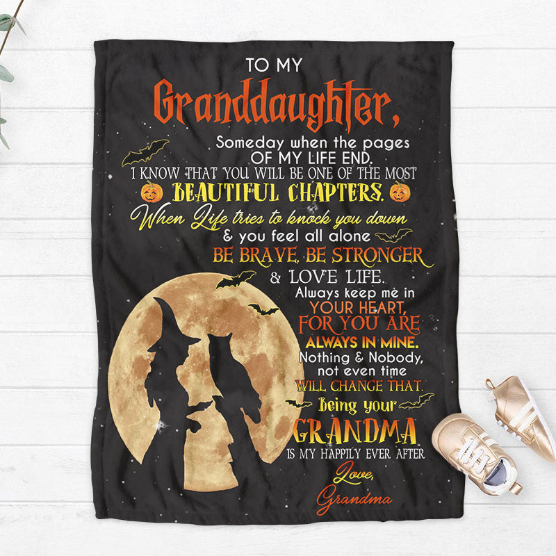 Witch To My Granddaughter From Grandma Beautiful Chapters Halloween Blanket Gift For Granddaughter Family Home Decor Bedding Couch Sofa Soft And Comfy Cozy