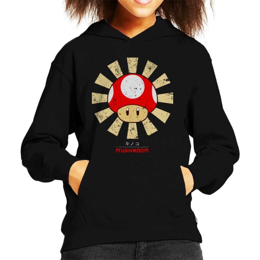 Super Mario Mushroom Retro Japanese Kid’s Hooded Sweatshirt