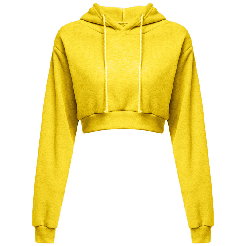 Womens Cropped Hoodie Short Sweatshirt Plain Pullover Hooded Crop Tops Sexy Casual Long Sleeve Hooded alx