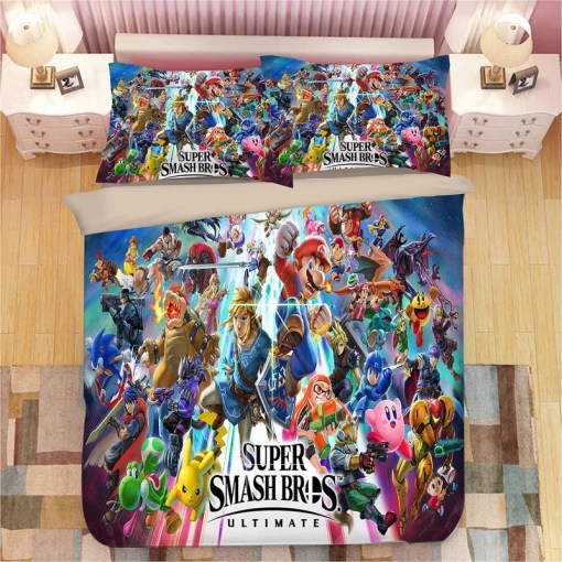 Super Smash Bros Ultimate Mario 9 Duvet Cover Pillowcase Home Decor 3D Bedding Set