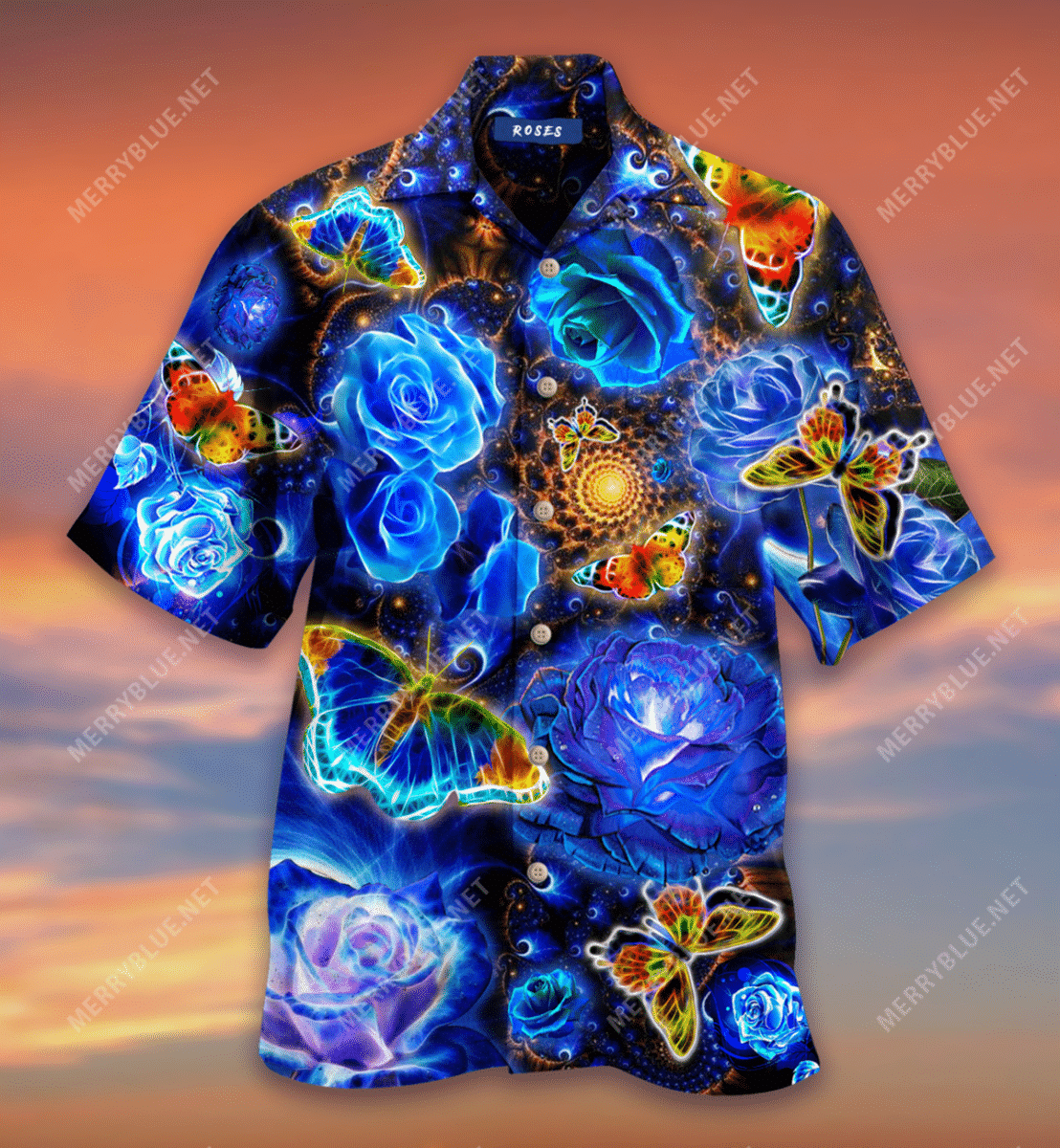 Get Here Glowing Blue Rose Unisex Hawaii Shirt Ha10819