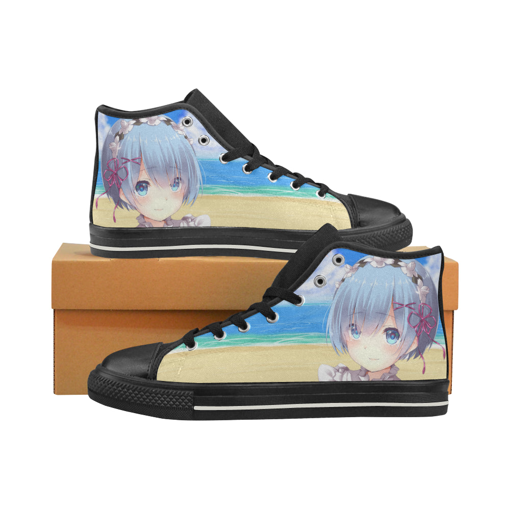 Rem Waifu Black Women’s Classic High Top Canvas Shoes