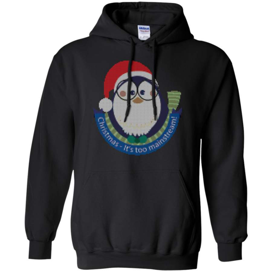 Christmas, penguin funny cute Pullover Hoodie 8 oz