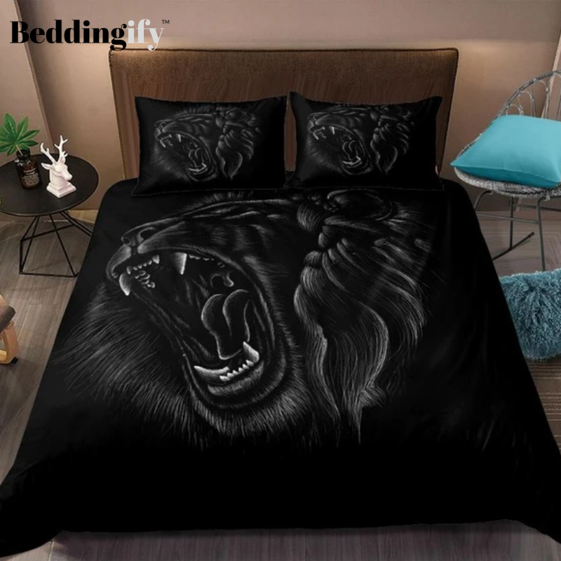Black Lion Pattern 3 Pieces Quilted Comforter Set – Podoshirt